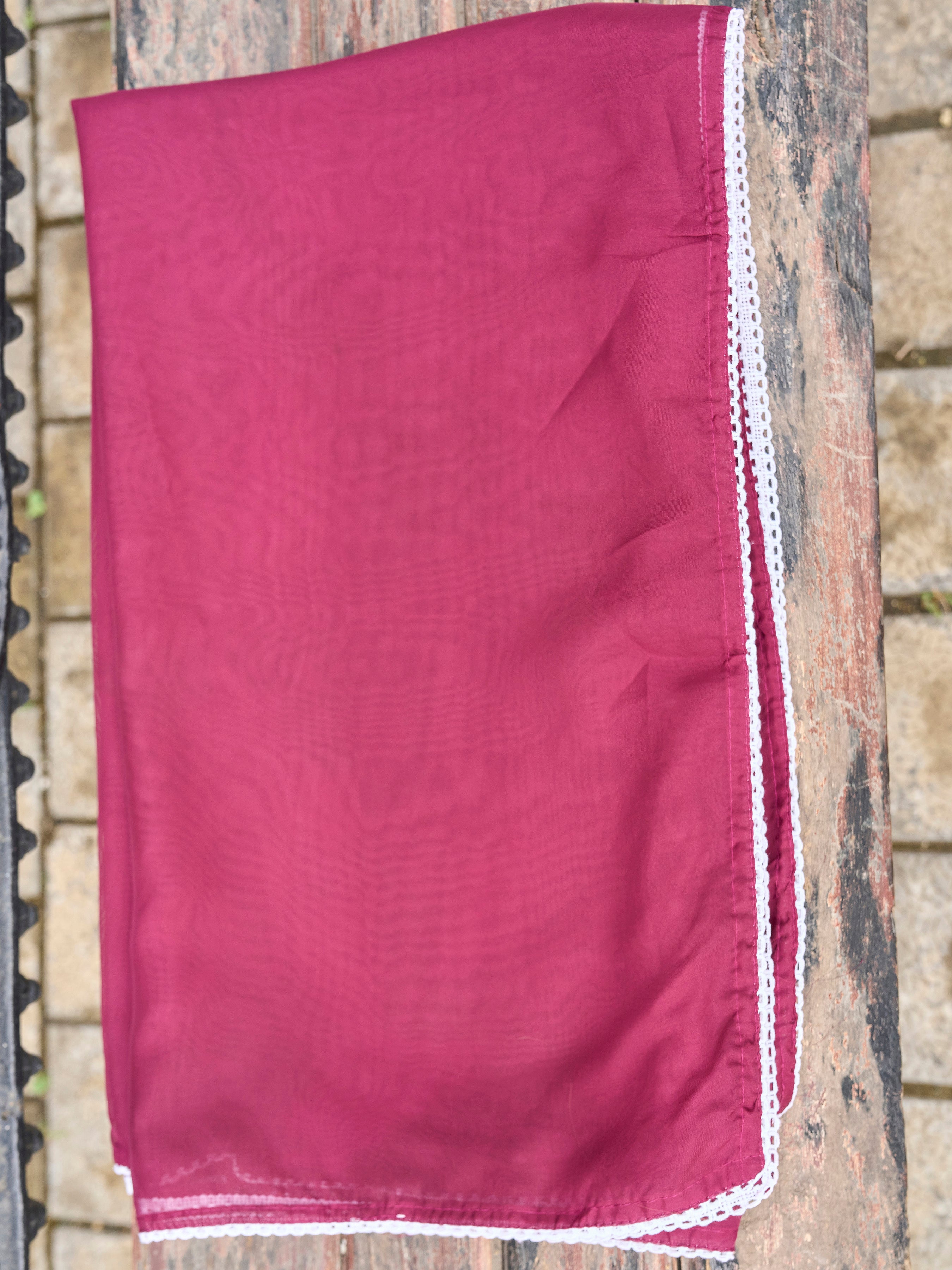 Burgundy color silk blend with white thread embroidered kurta & palazzo with dupatta set